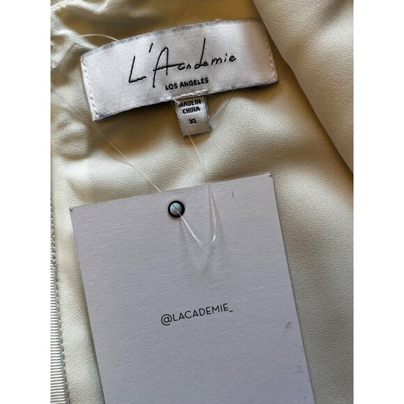 L'Academie Anor High Shine Satin Cami in Creme XLarge New Womens Tank Top - Picture 8 of 9